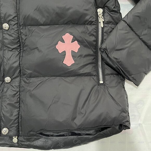 Chrome Hearts Black Down Jacket With Pink Cross Patch - Picture 5 of 13